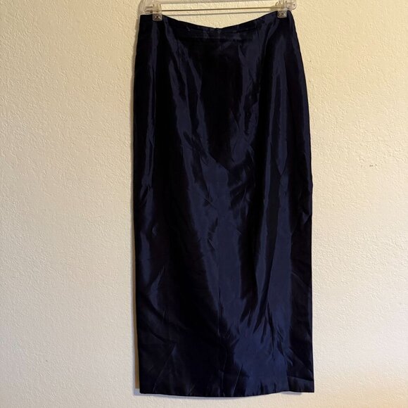 Scott McClintock Millennium 2000 Navy Blue Acetate Maxi Skirt Size 12 Made In US - Picture 9 of 10
